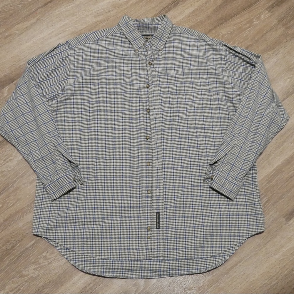Abercrombie & Fitch Mens XL Blue Black Plaid Cotton Button Down Long Sleeve‎ Top